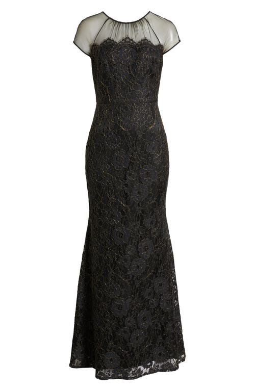 Eliza J Metallic Floral Embroidery Gown In Multi