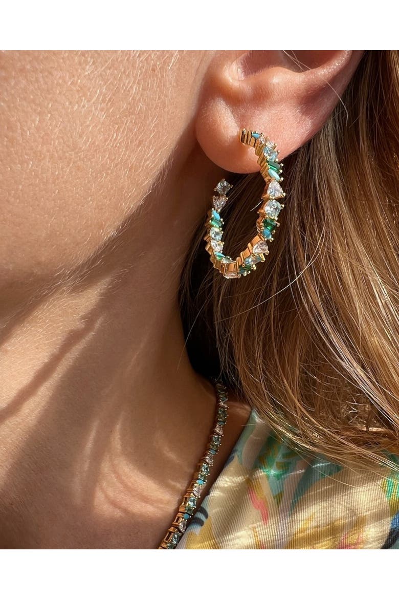 Vienna Opal Hoops, Alternate, color, Turquoise/Aqua