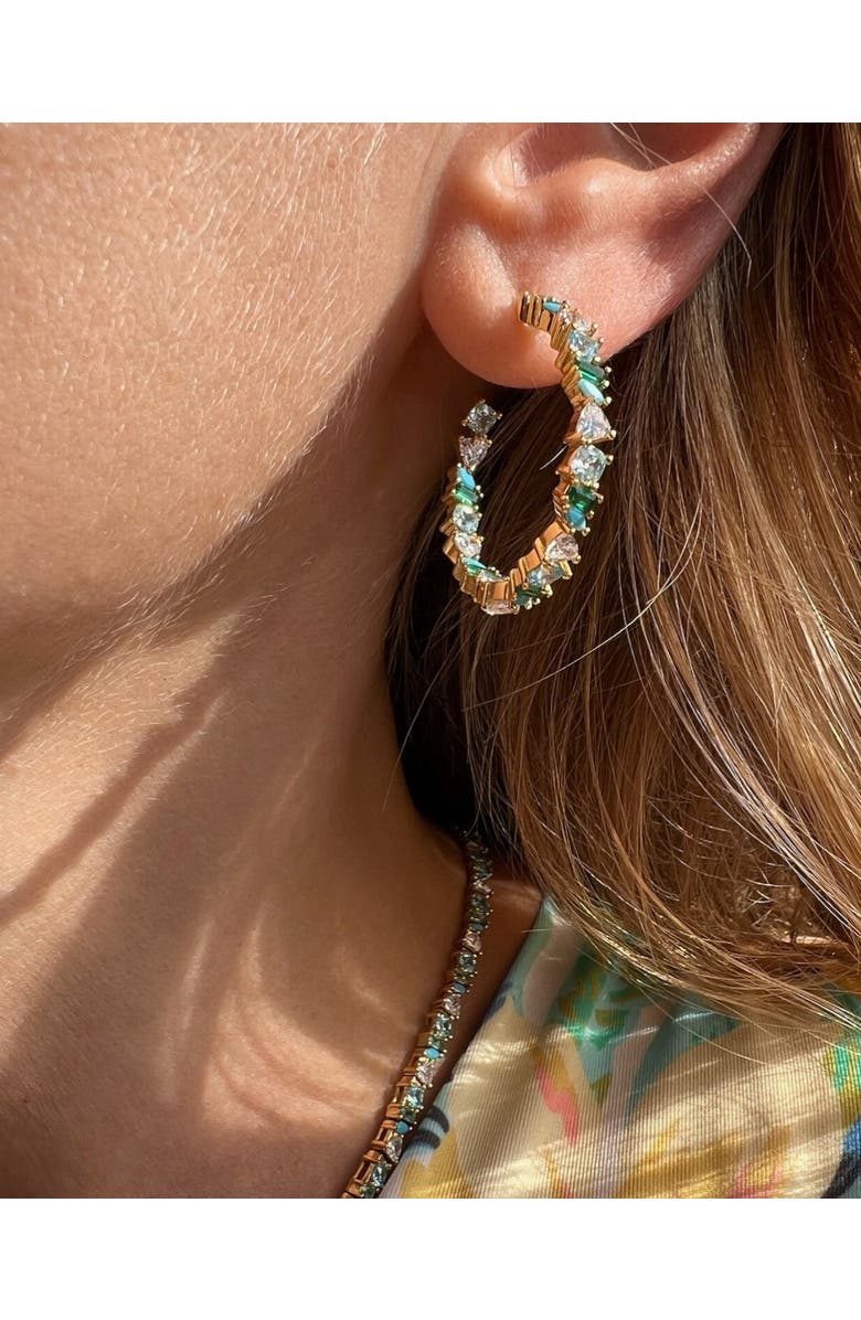 NATIVE GEM Vienna Opal Hoops, Alternate, color, Turquoise/Aqua
