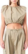 Grey Lab Sleeveless Cotton Crop T-Shirt