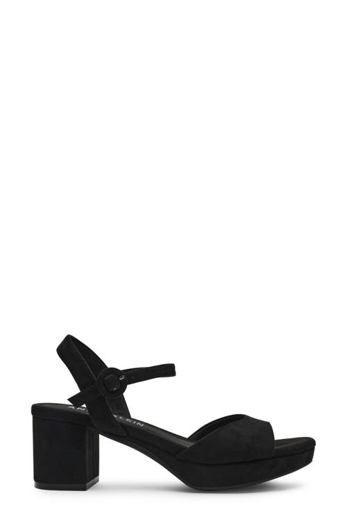 Shop Anne Klein Piper Ankle Strap Platform Sandal In Black Suede