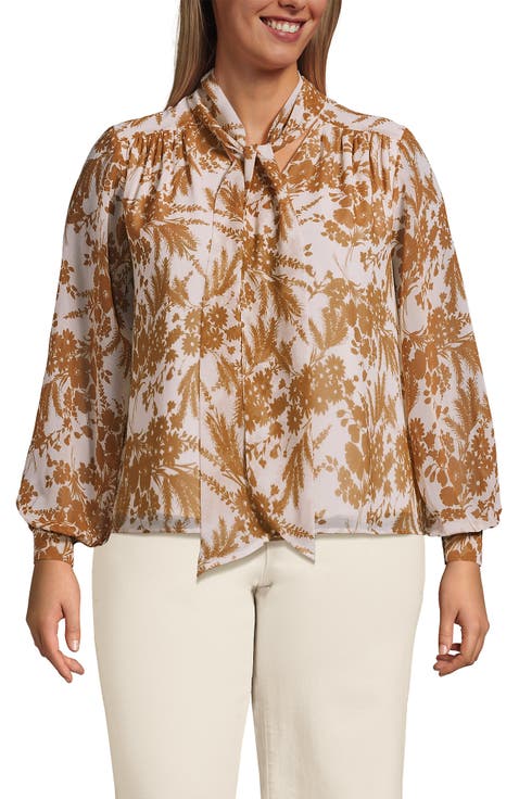 Chiffon Removable Tie Neck Blouse