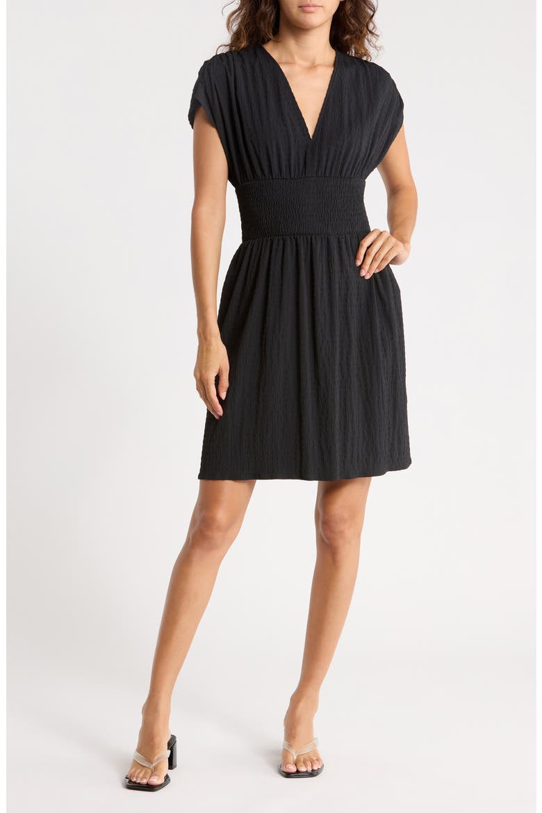 Kerstini Cap Sleeve Dress, Main, color, BLACK