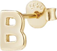 ADORNIA FINE Initial 925 Sterling Silver Stud Earring