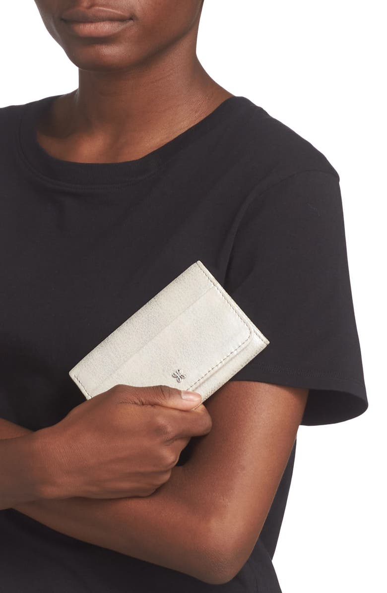 HOBO Jill Trifold Leather Wallet, Alternate, color, Silver