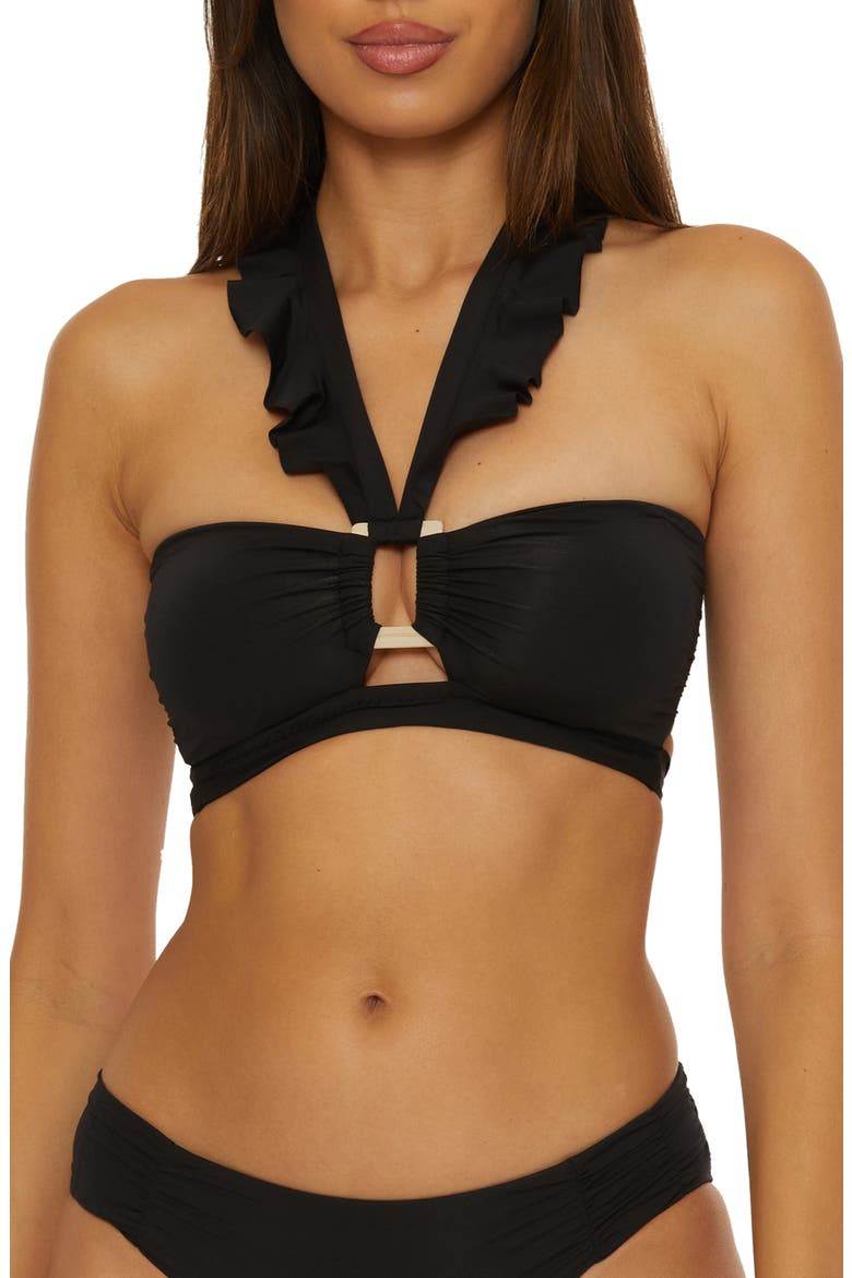 Buckle Up Bandeau Bikini Top, Main, color, BLACK