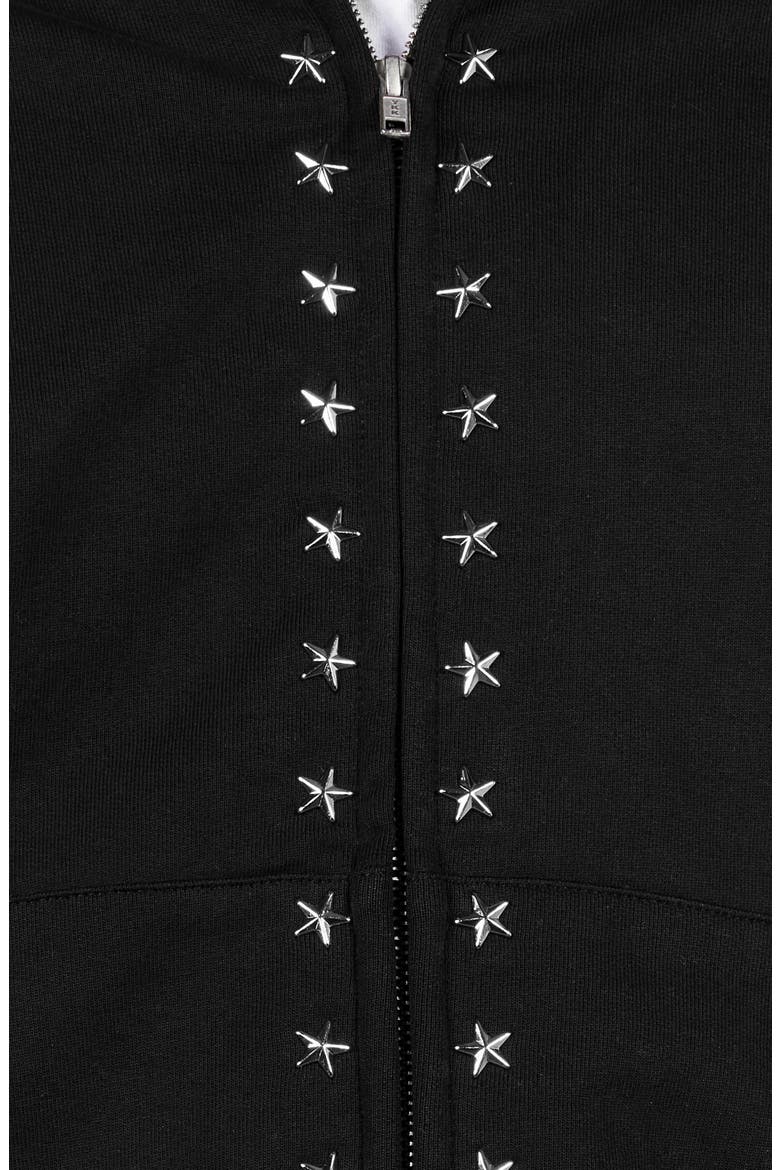 X Zero Skateboards Dane Studded Relaxed Fit Cotton Hoodie, Alternate, color, BLACK