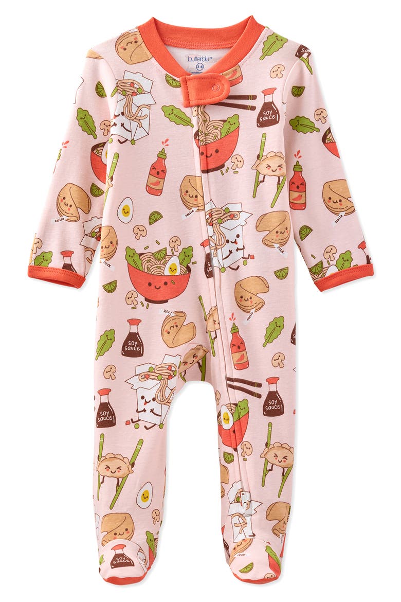 Scout One-Piece Organic Cotton Pajamas, Main, color, PINK DIM SUM FUN