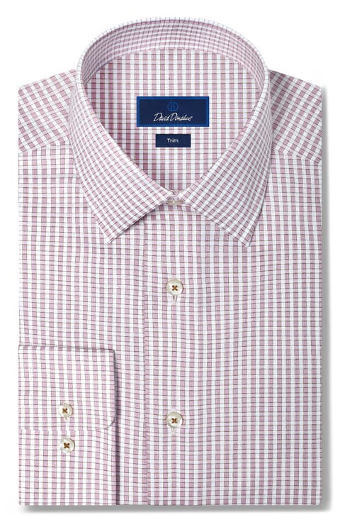 Trim Fit Check Cotton Dobby Dress Shirt