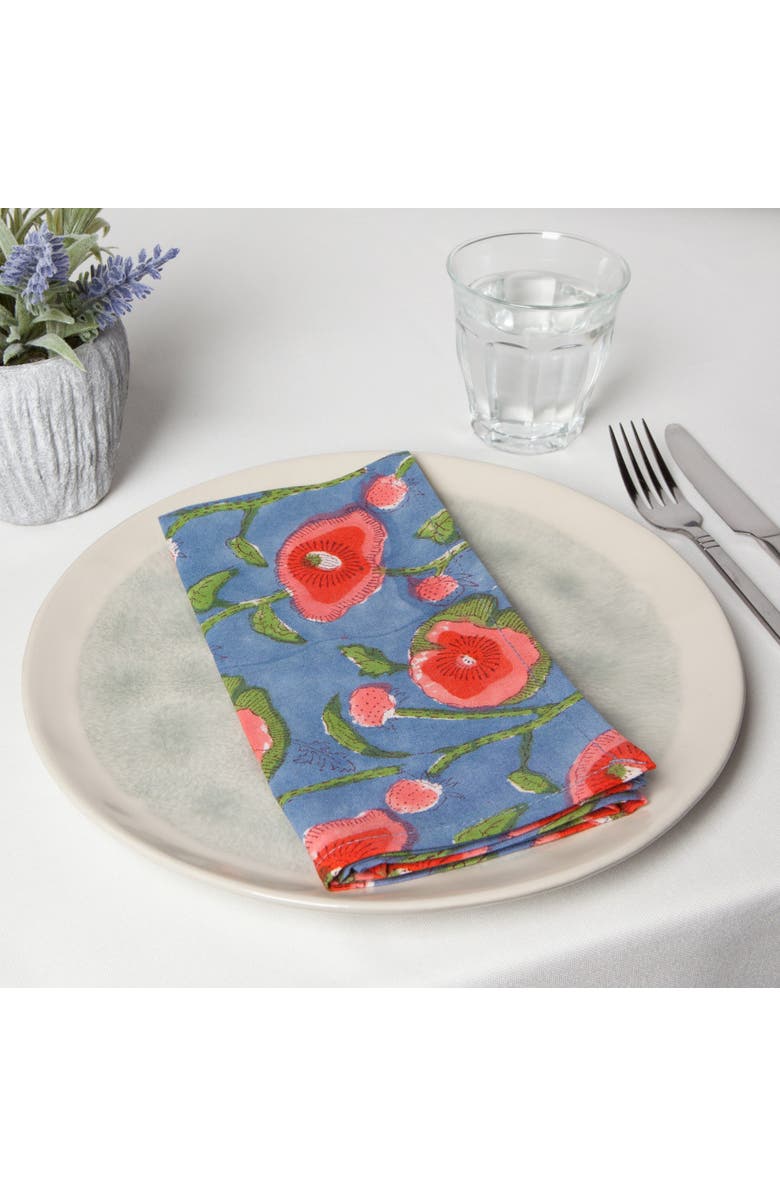 Danica Brands Poppy Print Napkin - Set of 12, Alternate, color, Blue