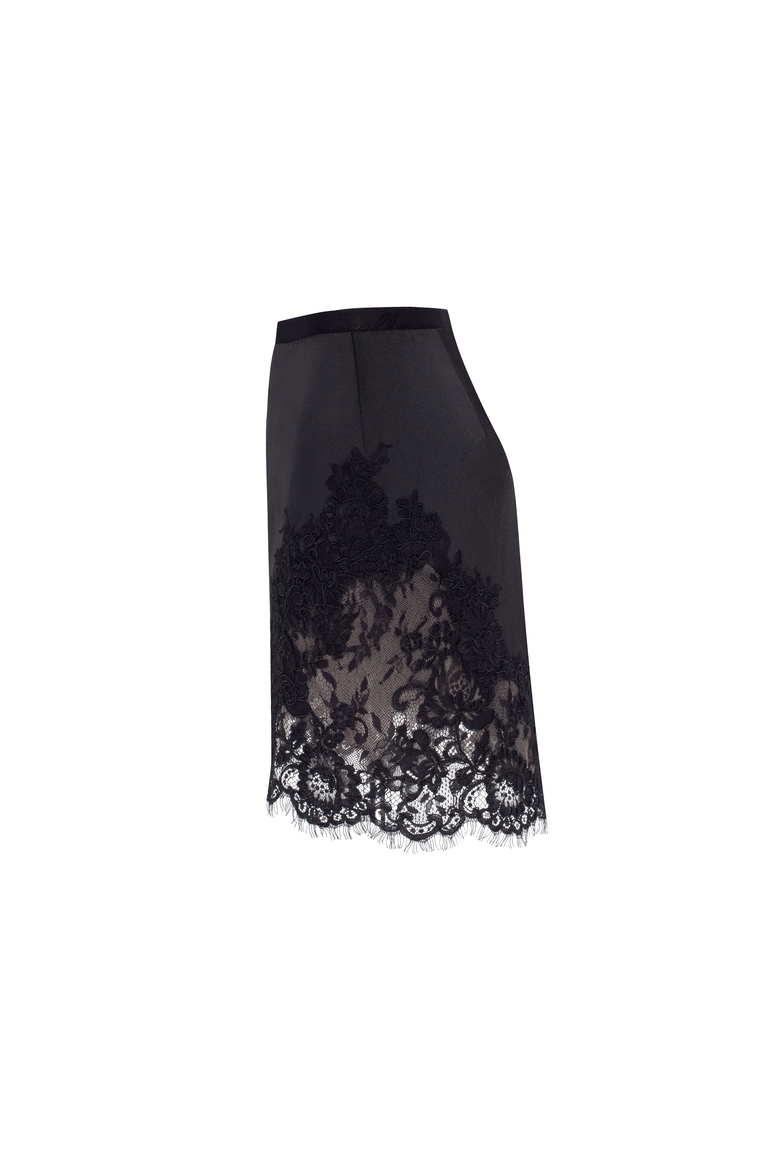 Formal fitted satin mini skirt, Alternate, color, Black