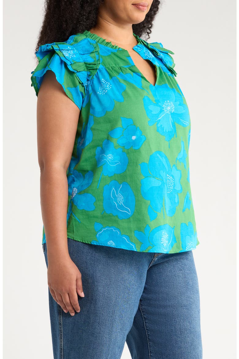 Rori Ramona Ruffle Top, Alternate, color, GREEN/ BLUE/ MULTI