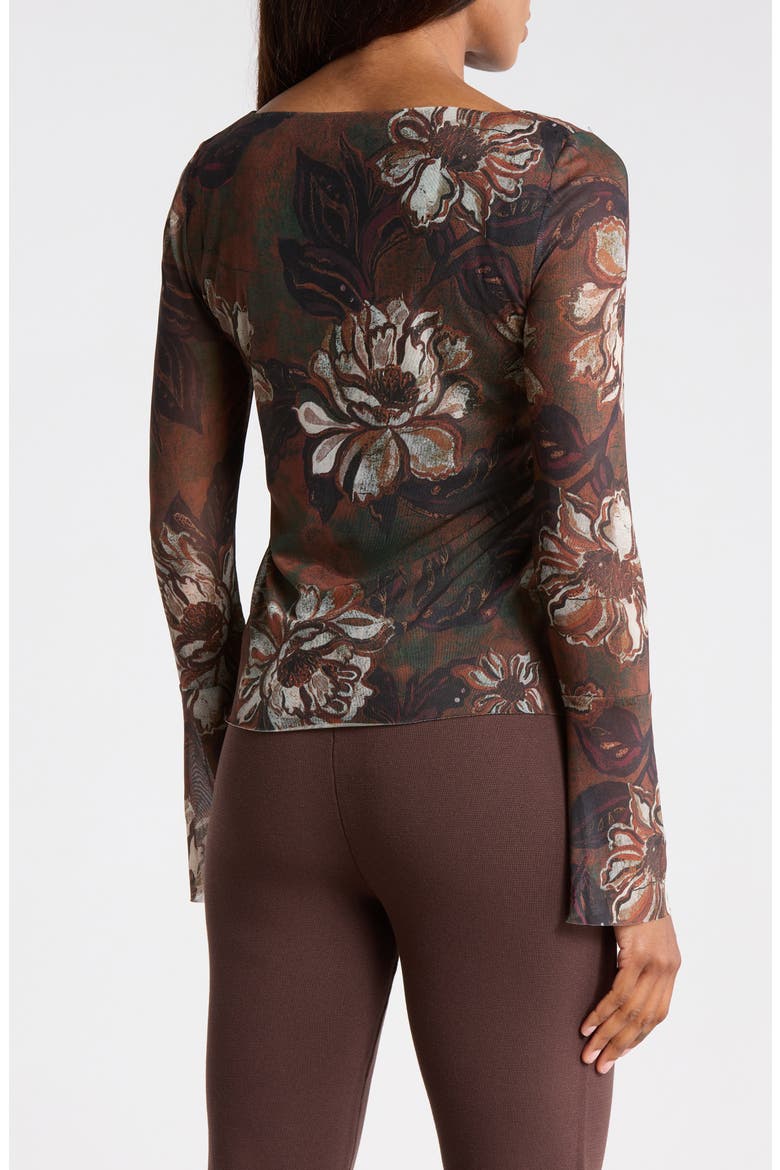 Floral Mesh Bell Sleeve Top, Alternate, color, PATINA BLOOM PRINT