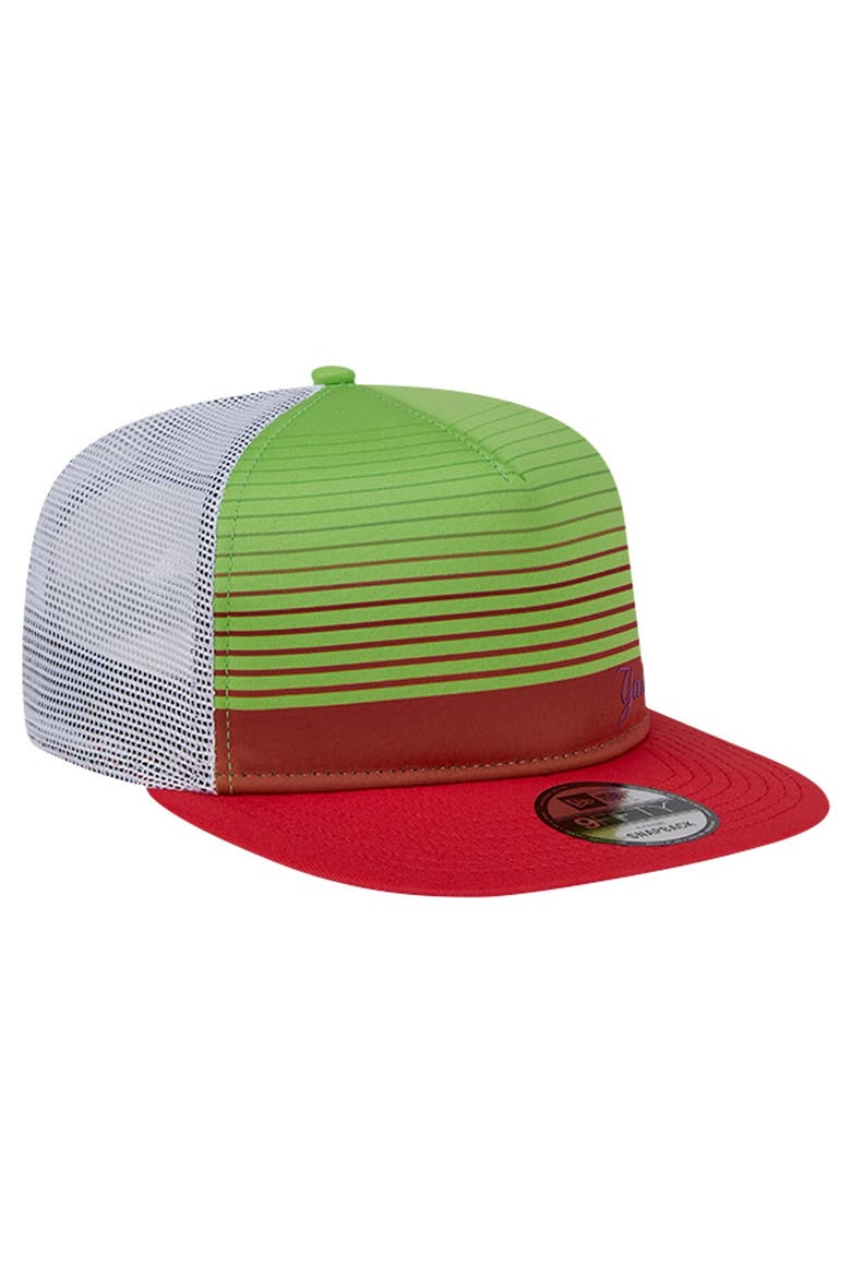Men's New Era Red New York Yankees Neon Horizon A-Frame Trucker 9FIFTY Snapback Hat, Alternate, color, Red