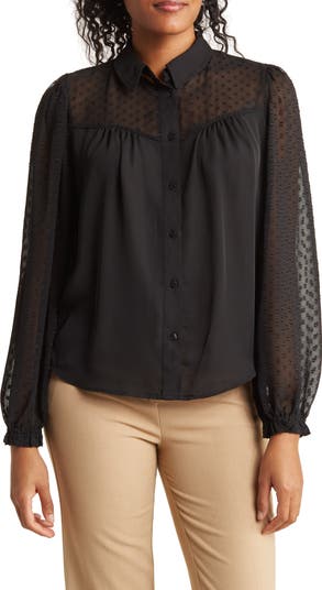 Laundry by Shelli Segal Button Front Balloon Sleeve Top | Nordstromrack