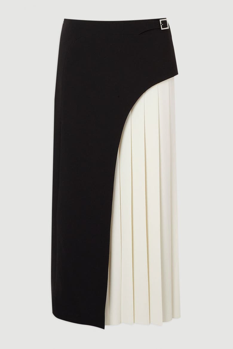 Tailored Buckle Detail Midi Skirt, Alternate, color, Mono