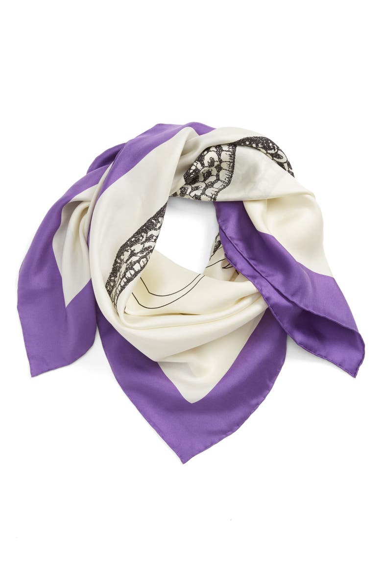 Gucci Ouroboros Square Foulard Silk Scarf, Alternate, color, 