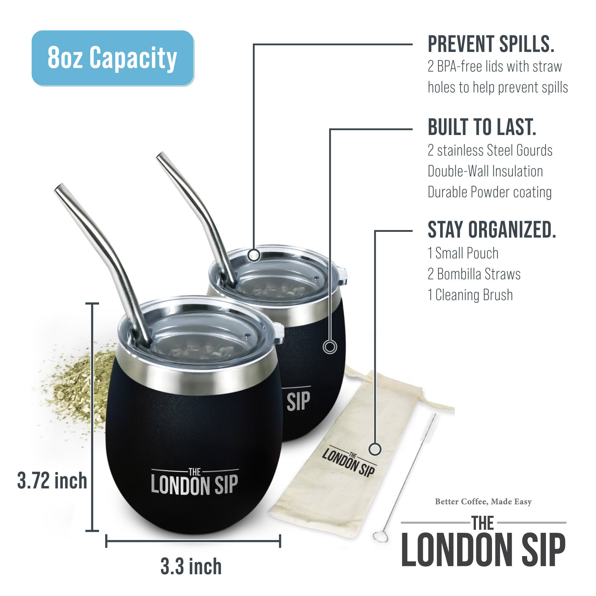London Sip Yerba Mate Cup Set 8oz | Nordstrom