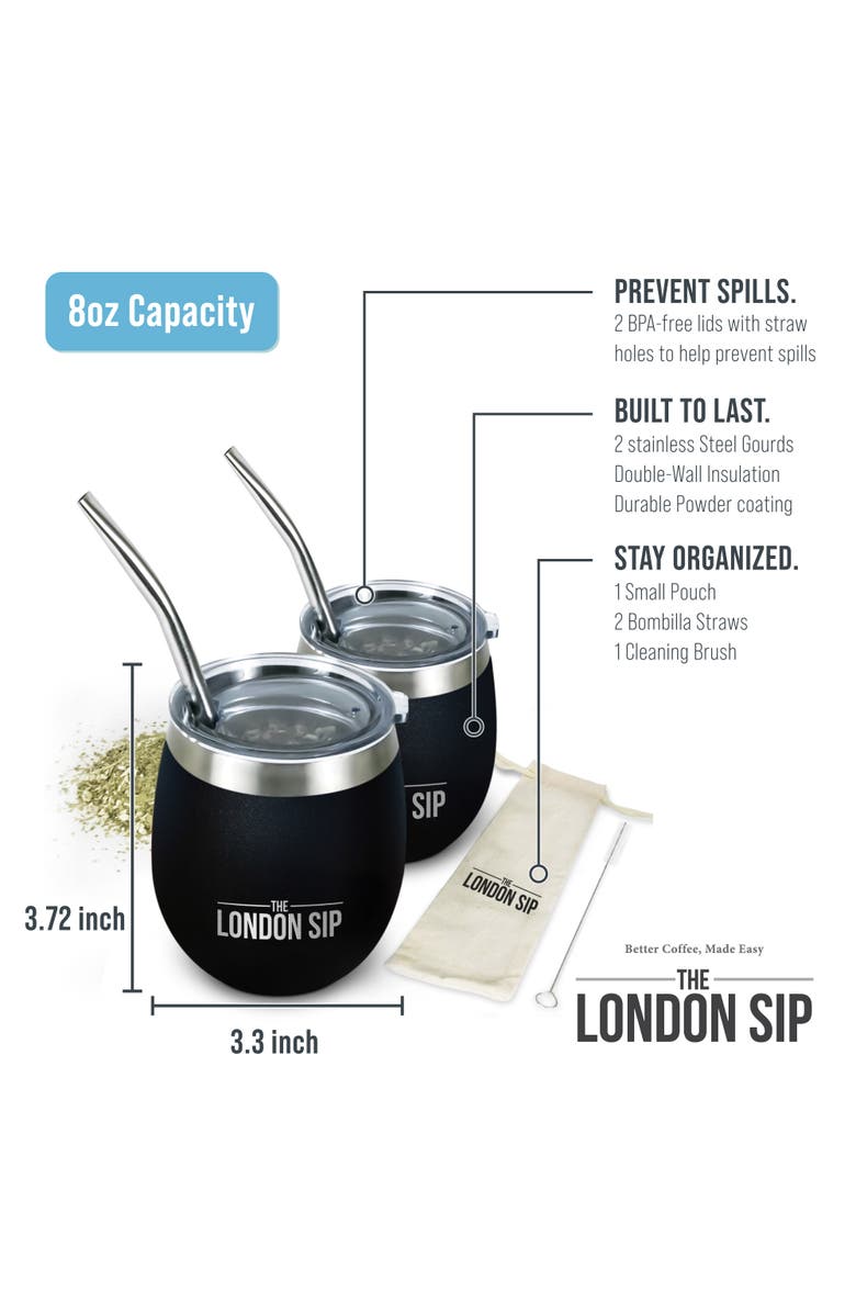 London Sip Yerba Mate Cup Set 8oz, Alternate, color, Black