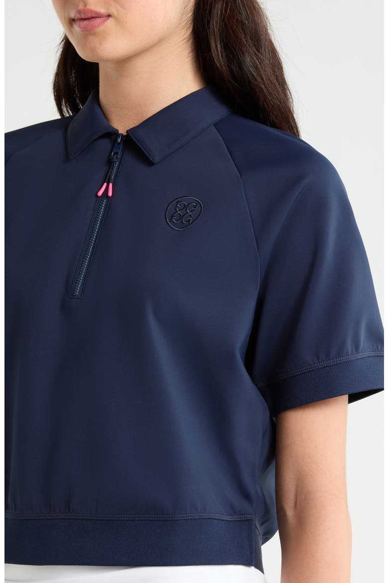 Cropped Stretch Scuba Quarter Zip Polo, Alternate, color, TWILIGHT