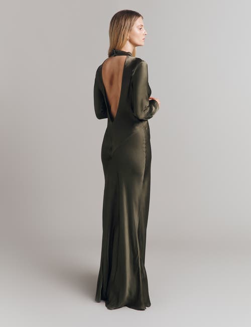Ghost London Rayna Satin Open Back Maxi Dress In Black