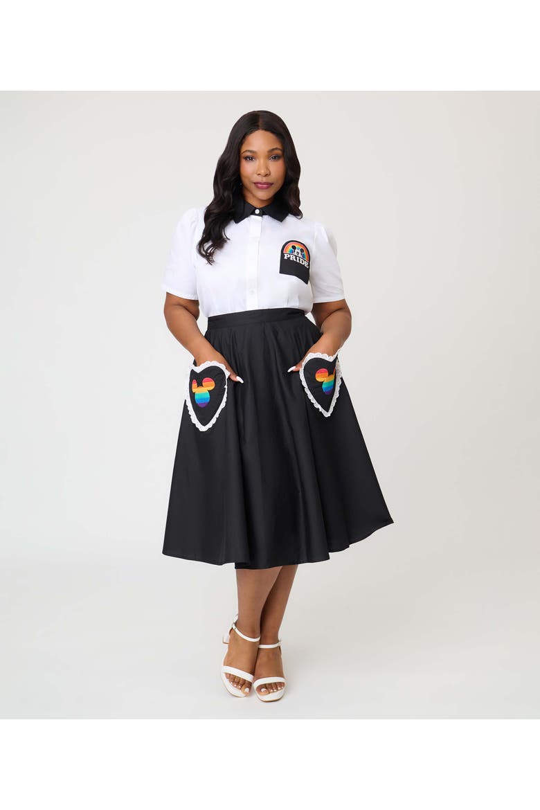 Plus Size Sally Swing Skirt, Main, color, Black Mickey Pocket