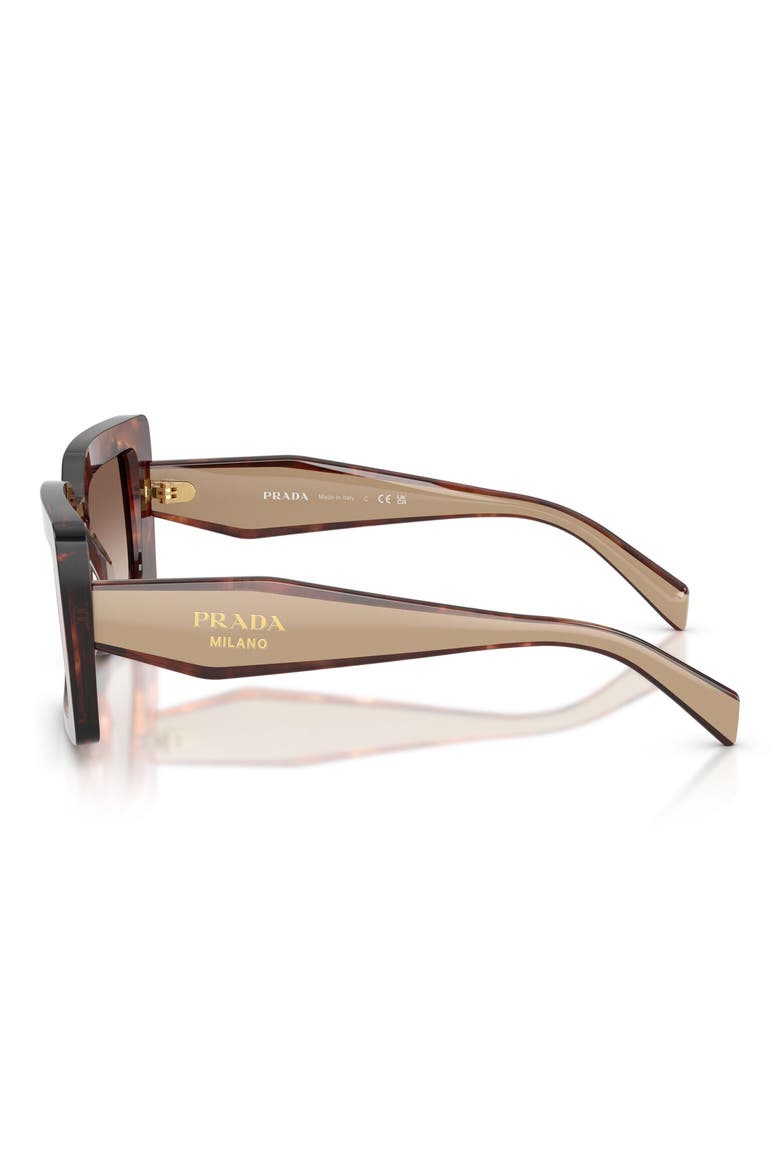 53mm Rectangular Sunglasses, Alternate, color, CARAMEL TORTOISE / BROWN