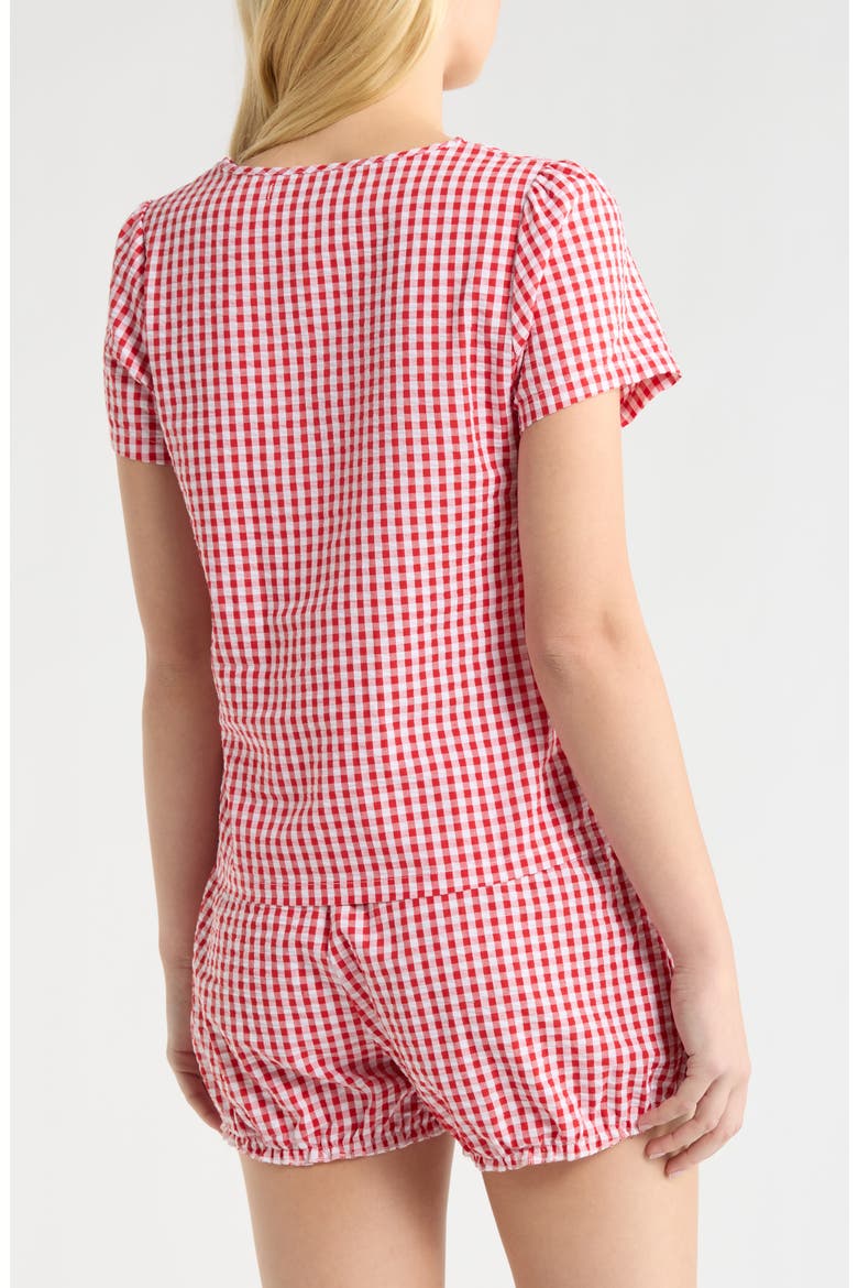 Gingham Seersucker Bloomer Short Pajamas, Alternate, color, RED COMBO