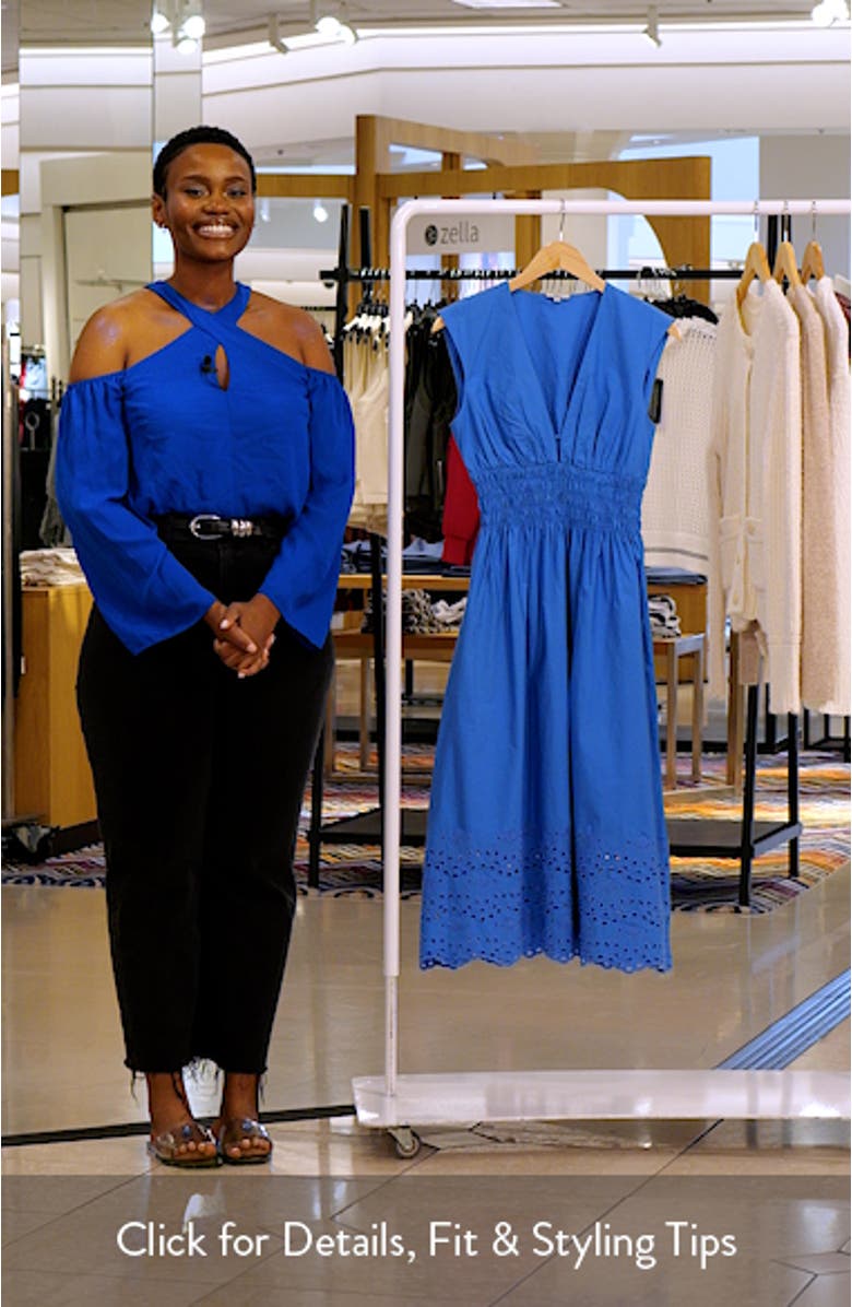 Roxanne Eyelet Embroidered Cotton Midi Dress, sales video thumbnail