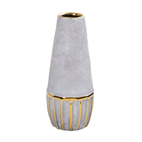 10-in Regal Stone Decorative Vase with Gold Accents