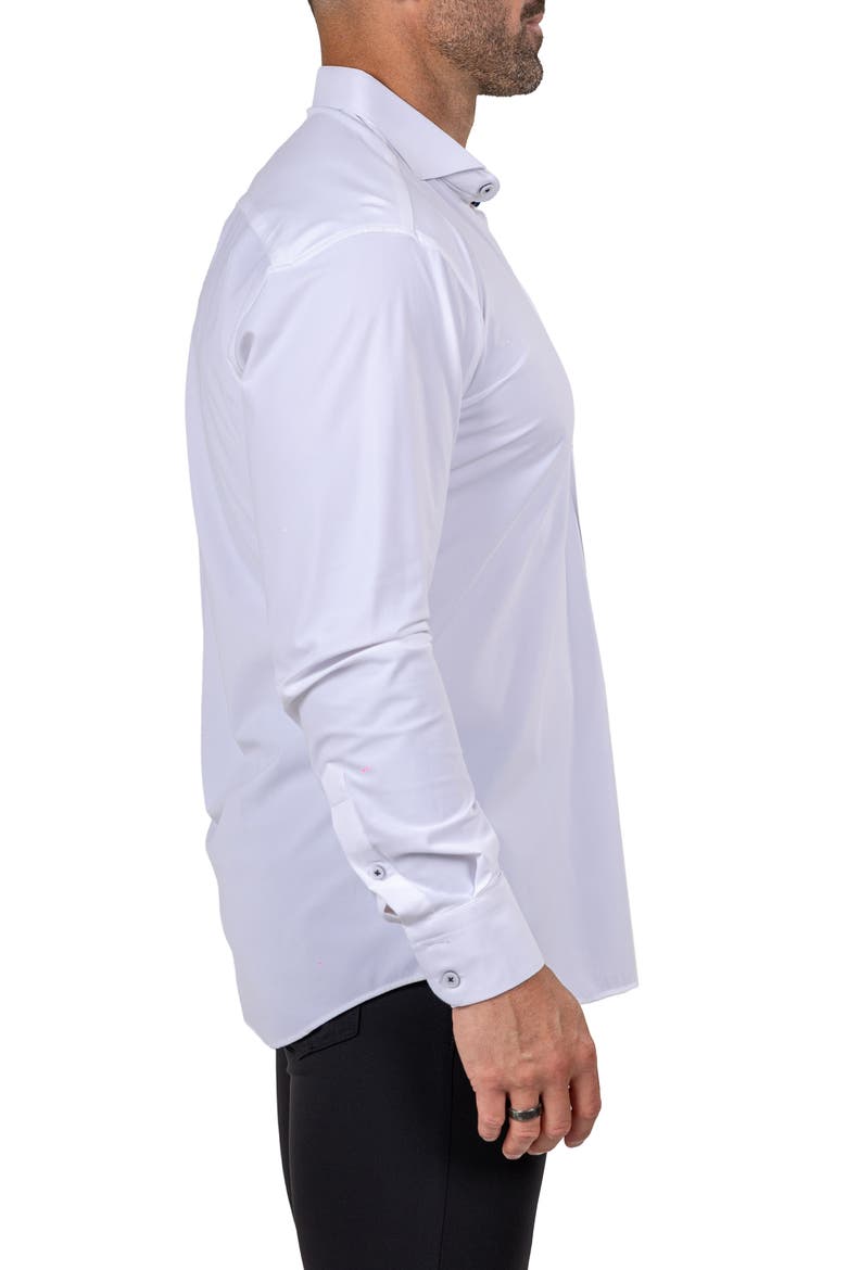 Eins Shaped Fit Marthy3008 White Knit Button-Up Shirt, Alternate, color, WHITE
