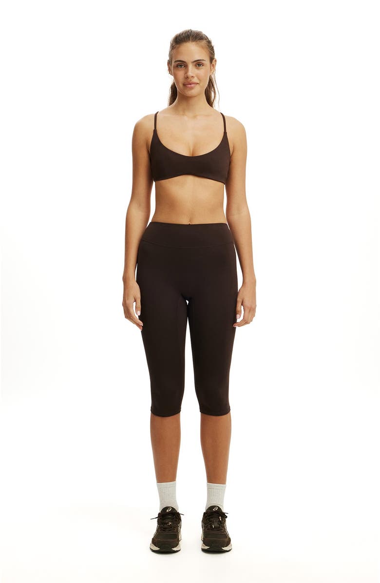 COTTON ON BODY Women's Active Ultra Soft Contour Capri Tight, Alternate, color, French Roast