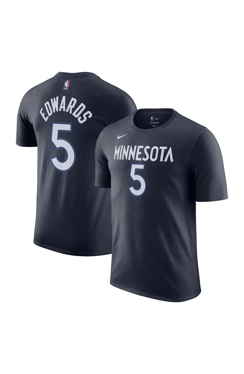 Nike Men's Nike Anthony Edwards Navy Minnesota Timberwolves Icon 2022/23 Name & Number T-Shirt, Alternate, color, Navy