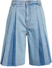 EENK Pleated Denim Bermuda Shorts