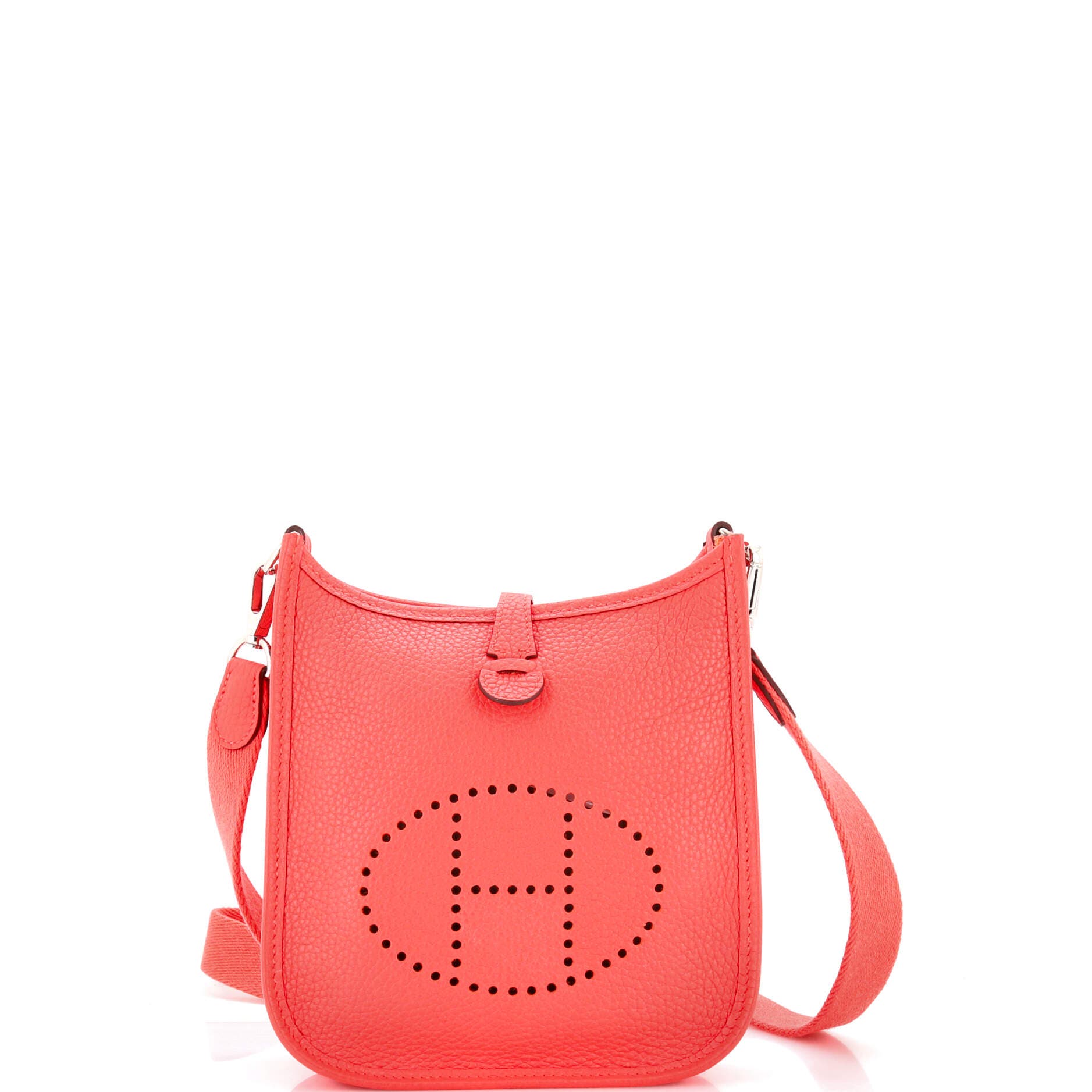 Pre-Owned Hermes Evelyne Bag Gen III Clemence TPM, Main, color, Rouge Pivoine
