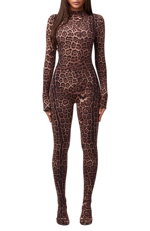 Animal Print Closed Toe Jumpsuit