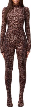 Naked Wardrobe Animal Print Closed Toe Jumpsuit