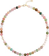 seree Summer Beaded gemstone & pearl choker necklace