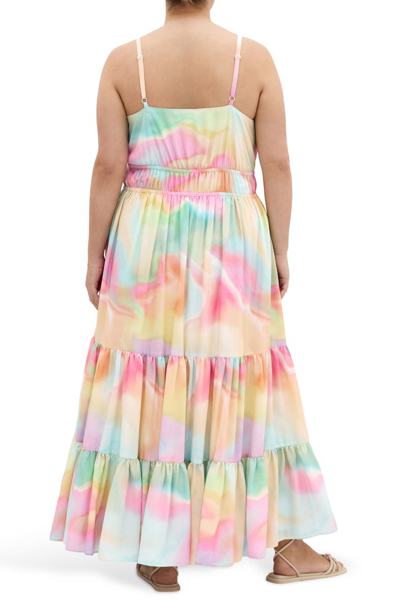 City Chic Kalea Shirred Waist Maxi Dress, Alternate, color, Pastel Swirl