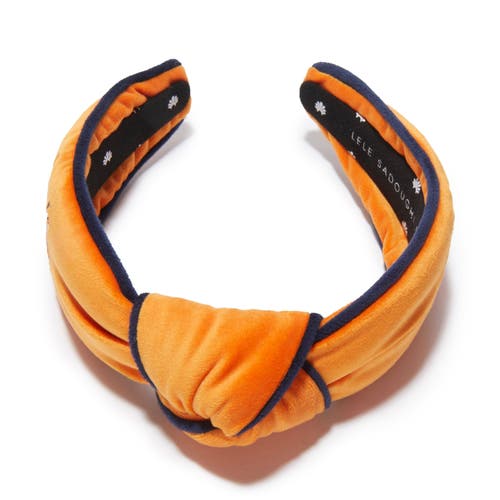 Lele Sadoughi Denver Broncos Embroidered Knotted Headband In Gold