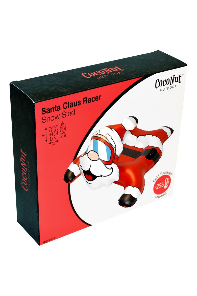 Santa Claus Racer, 54x36 Inch Snow Sled, 200lb Cap, Kids 8+, Alternate, color, Multicolored