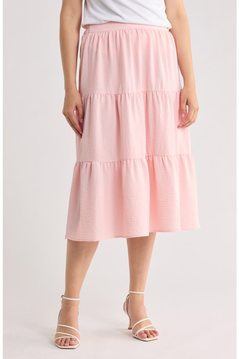 Tiered Midi Skirt, Main, color, PINK