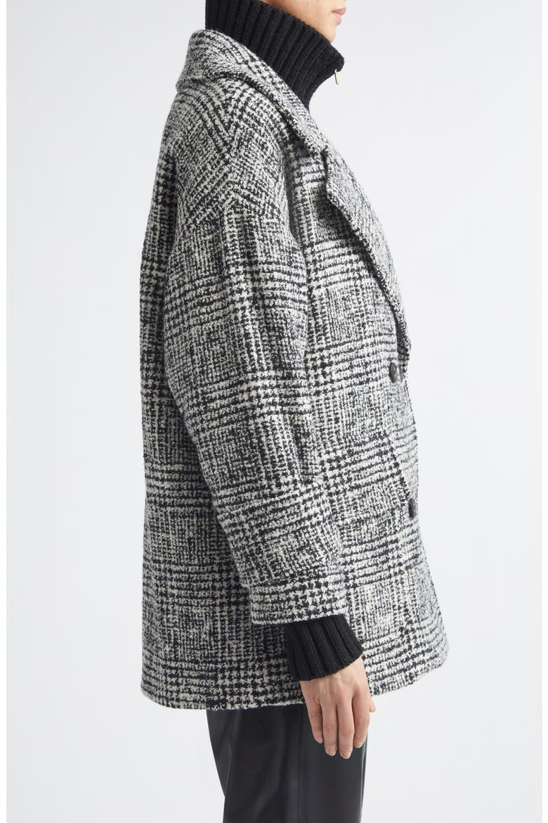Plaid Tweed Wool Blend Coat, Alternate, color, 22 BLACK