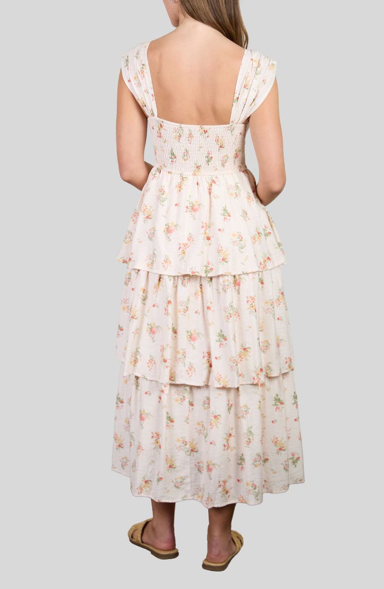 AUGUST SKY Floral Tiered Maxi Dress, Alternate, color, Cream Multi