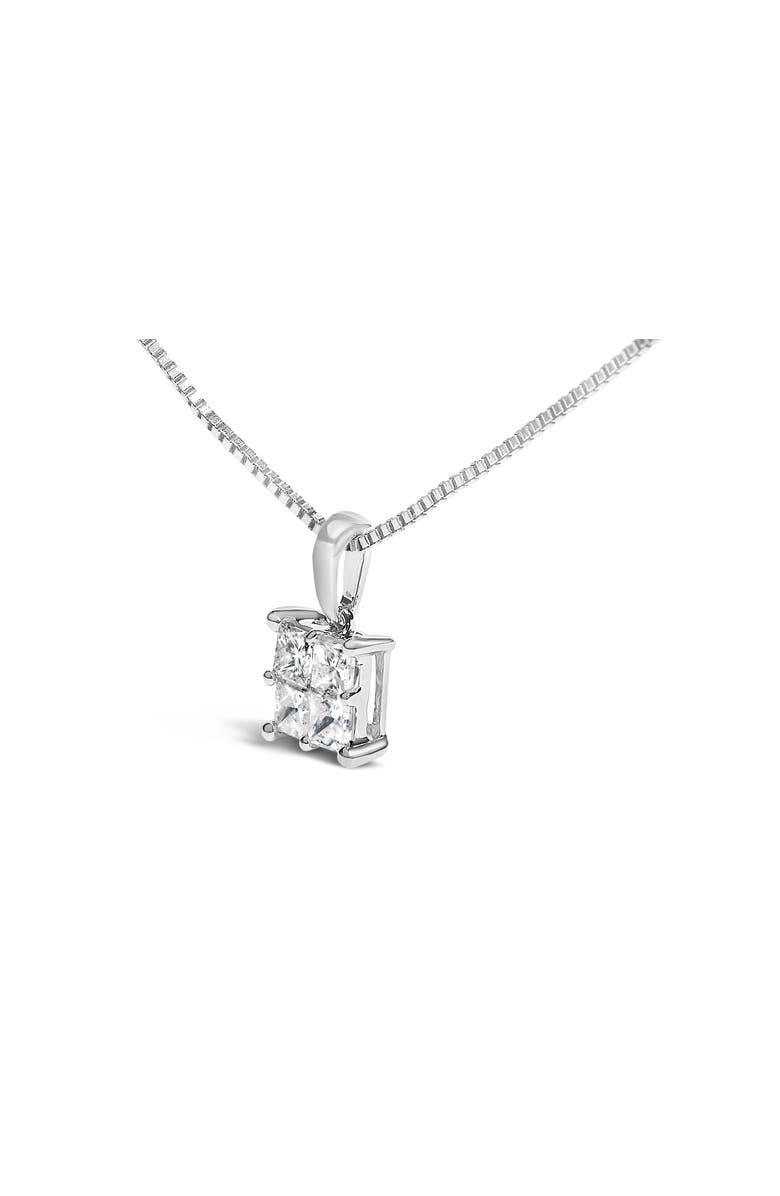 Haus of Brilliance Sterling Silver 1/2 Cttw Princess-Cut Diamond 4 Stone Pendant Necklace, Alternate, color, Silver