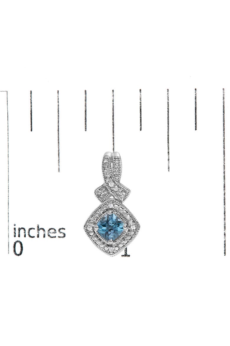 Sterling Silver Cushion Cut Blue Topaz and Diamond Accent Twist Motif Dangle Earrings, Alternate, color, Silver