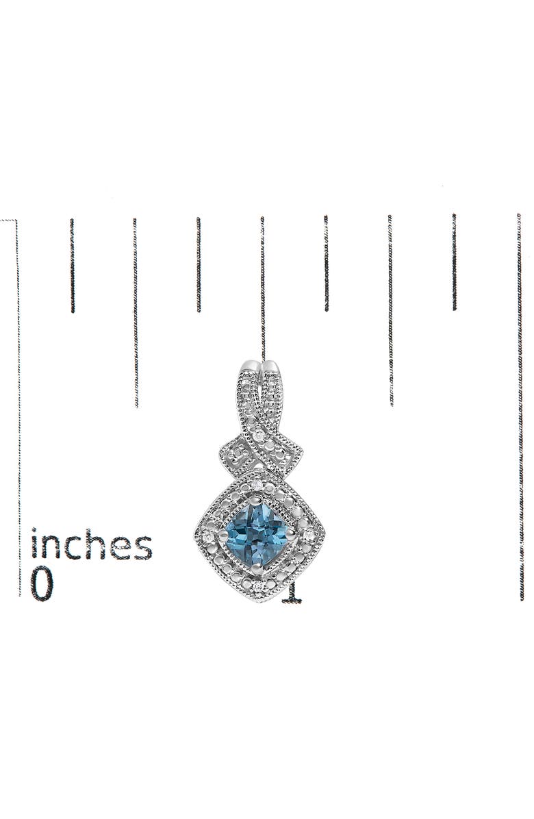 Haus of Brilliance Sterling Silver Cushion Cut Blue Topaz and Diamond Accent Twist Motif Dangle Earrings, Alternate, color, Silver