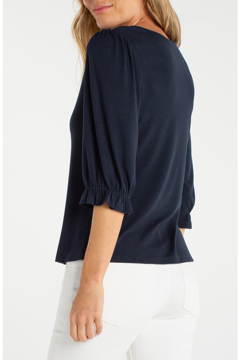 Elbow Sleeve Notch Neck T-Shirt, Alternate, color, DARK NAVY