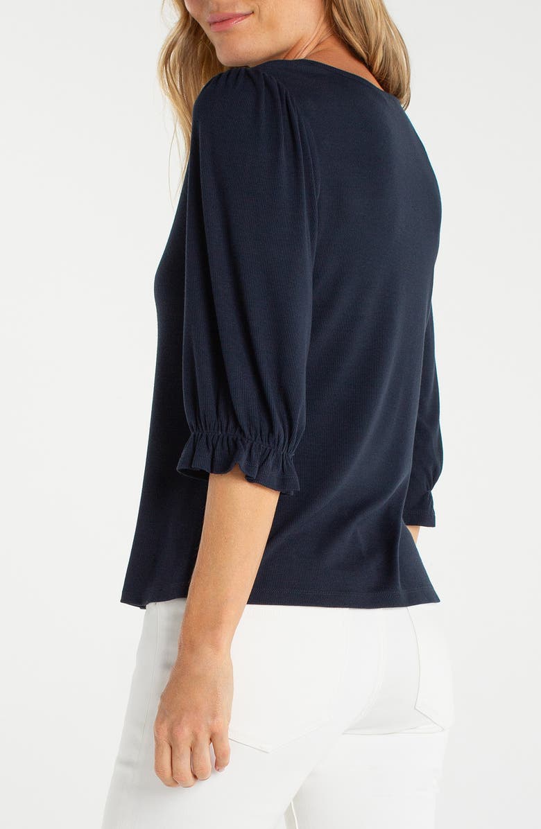 Liverpool Los Angeles Elbow Sleeve Notch Neck T-Shirt, Alternate, color, Dark Navy