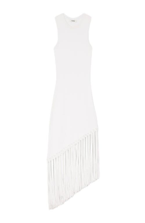 Sandro Heloise Asymmetric Fringe-trim Midi Dress In White